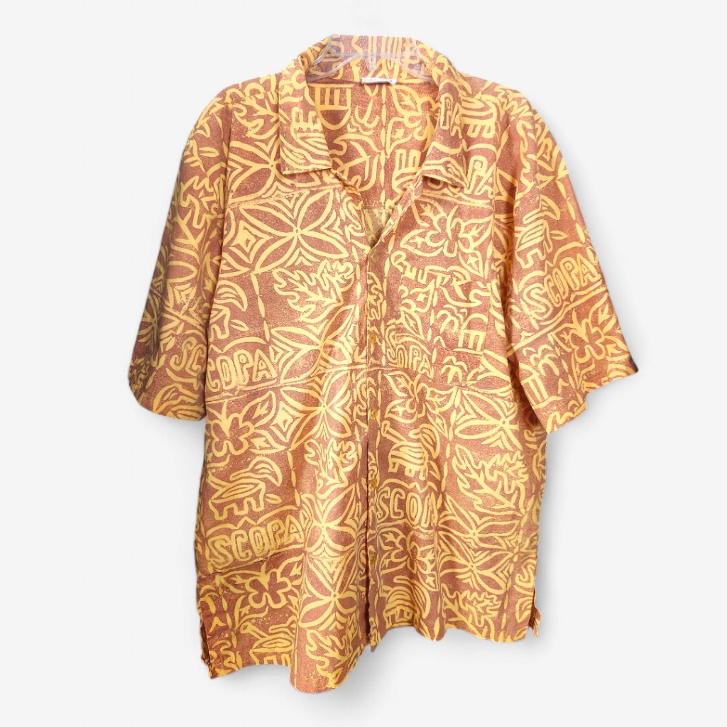 Rare Vintage Handmade Susana Samoa Tribal Hawaiian Shirt Xxl 2x Floral Football
